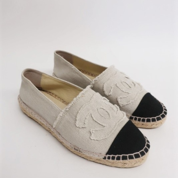 Chanel CC Cap Toe Espadrilles Natural/Black - Picture 3 of 6